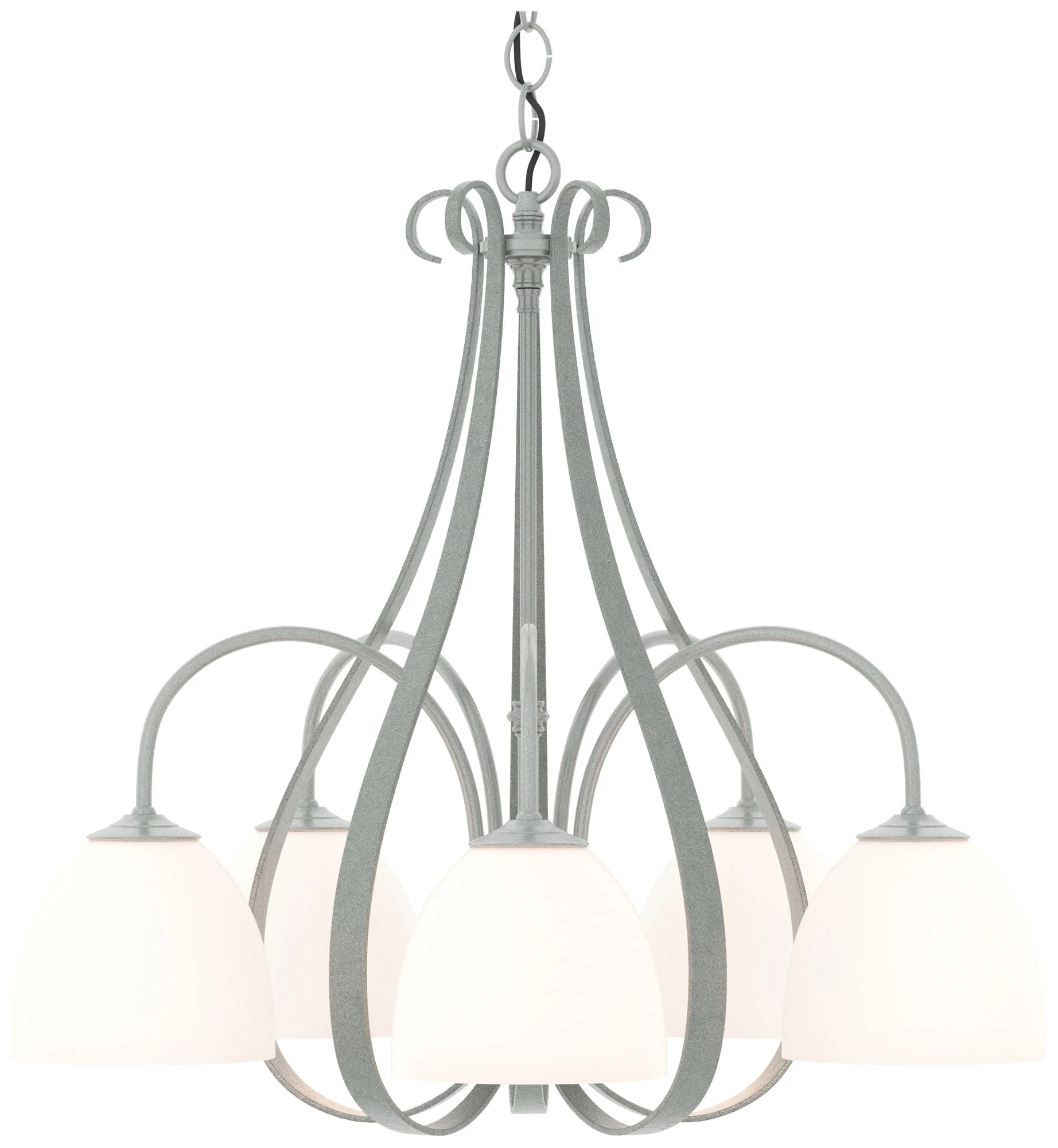 Sweeping Taper 24" Wide 5 Arm Vintage Platinum Chandelier With Opal Gl - Image 1