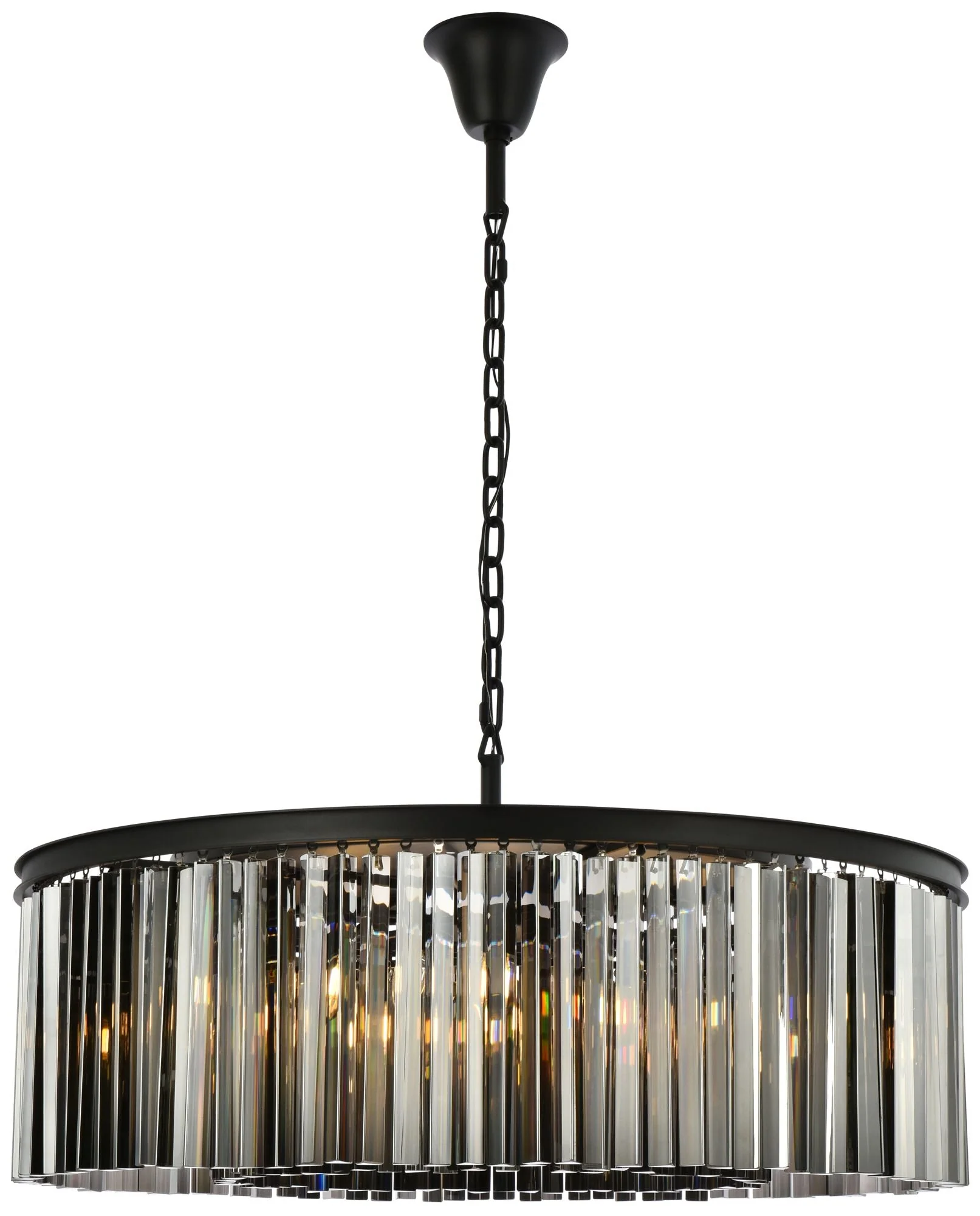 Sydney 10 Lt Matte Black Chandelier Silver Shade (Grey) - Image 1