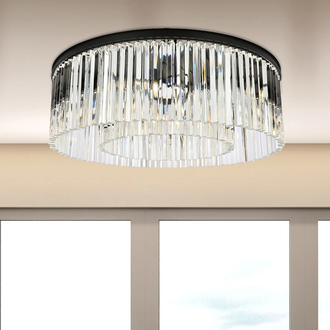 Sydney 10 Lt Matte Black Flush Mount Clear - Image 1