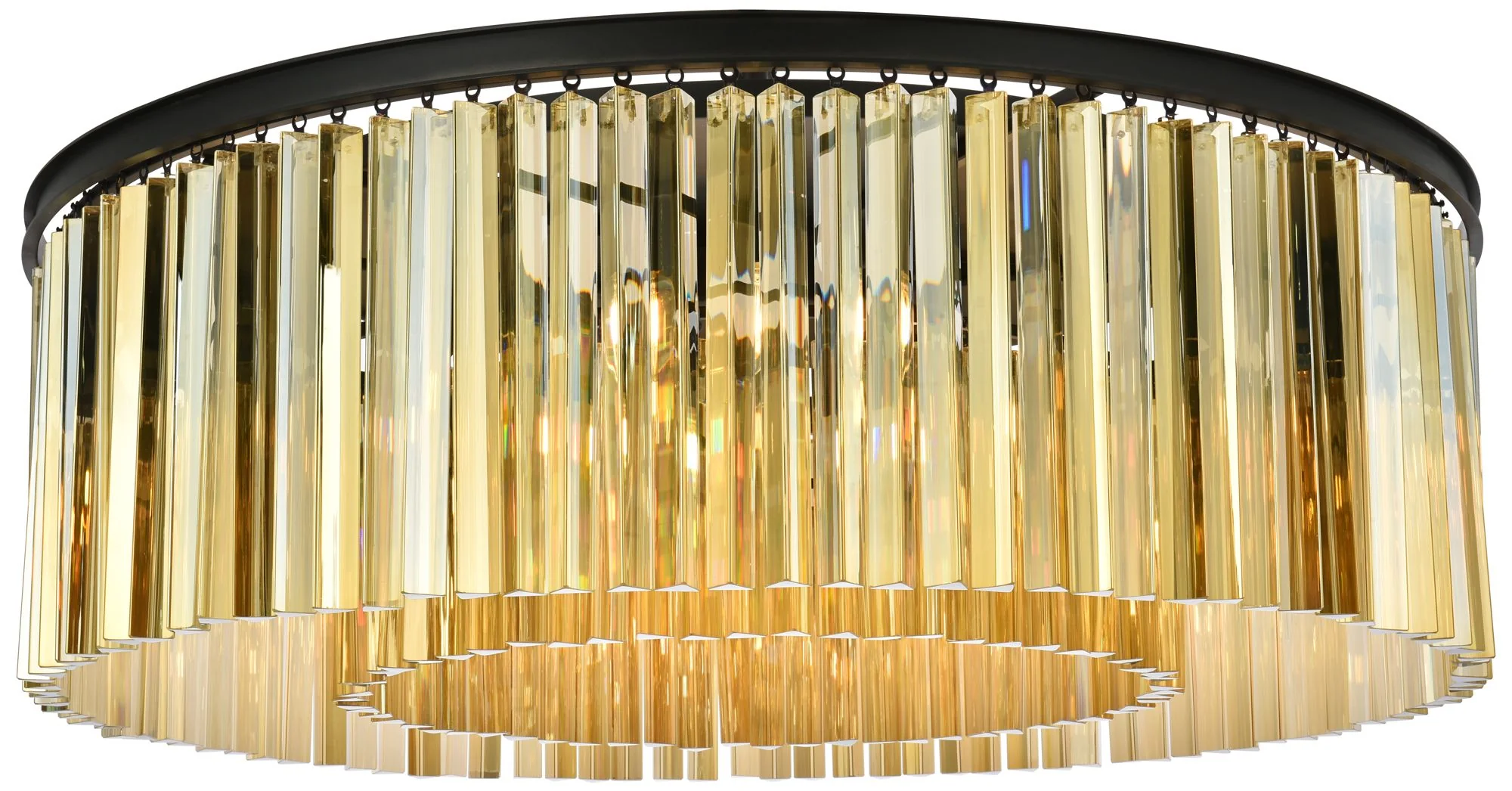 Sydney 10 Lt Matte Black Flush Mount Golden Teak - Image 2