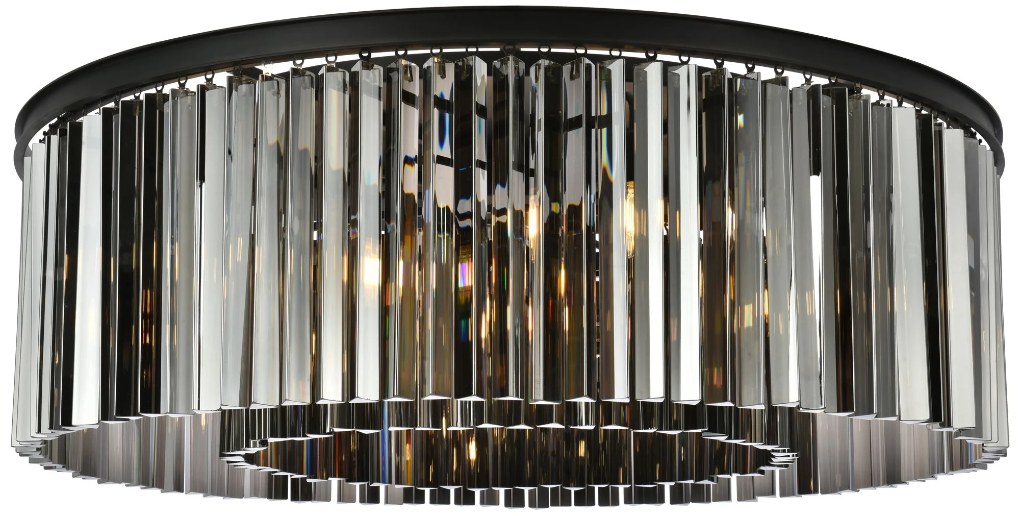 Sydney 10 Lt Matte Black Flush Mount Silver Shade (Grey) - Image 2
