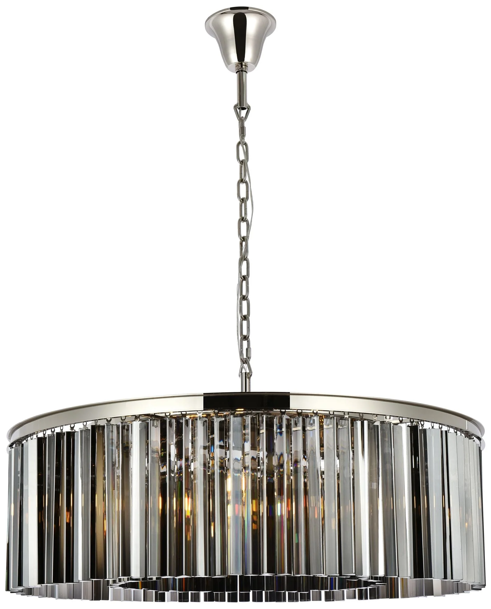 Sydney 10 Lt Polished Nickel Chandelier Silver Shade (Grey) - Image 1