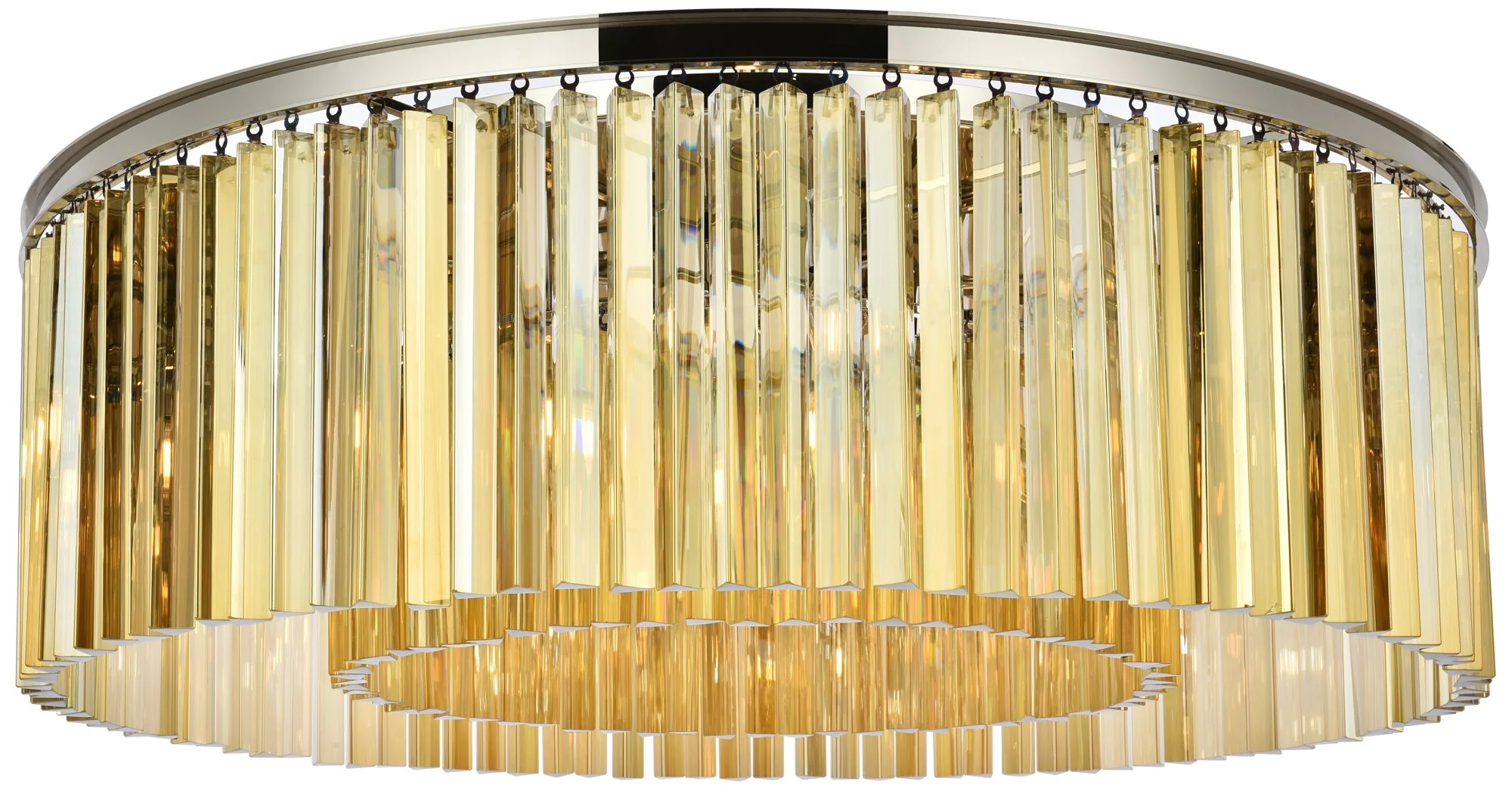 Sydney 10 Lt Polished Nickel Flush Mount Golden Teak - Image 2