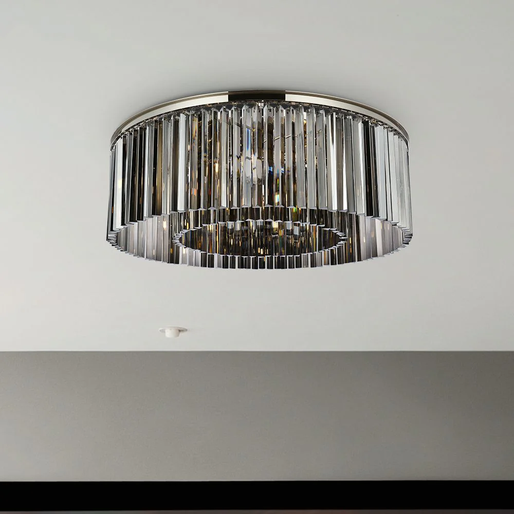 Sydney 10 Lt Polished Nickel Flush Mount Silver Shade (Grey) - Image 1