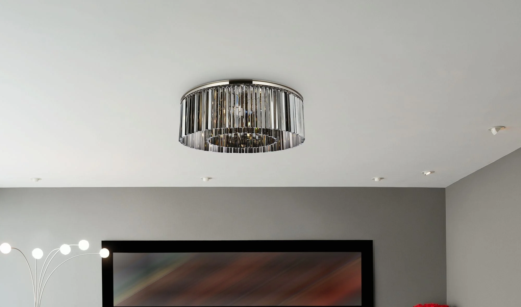 Sydney 10 Lt Polished Nickel Flush Mount Silver Shade (Grey) - Image 3