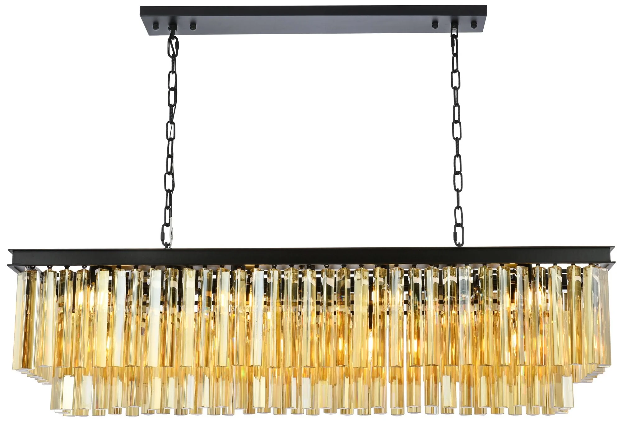 Sydney 12 Lt Matte Black Chandelier (Golden Teak) - Image 1