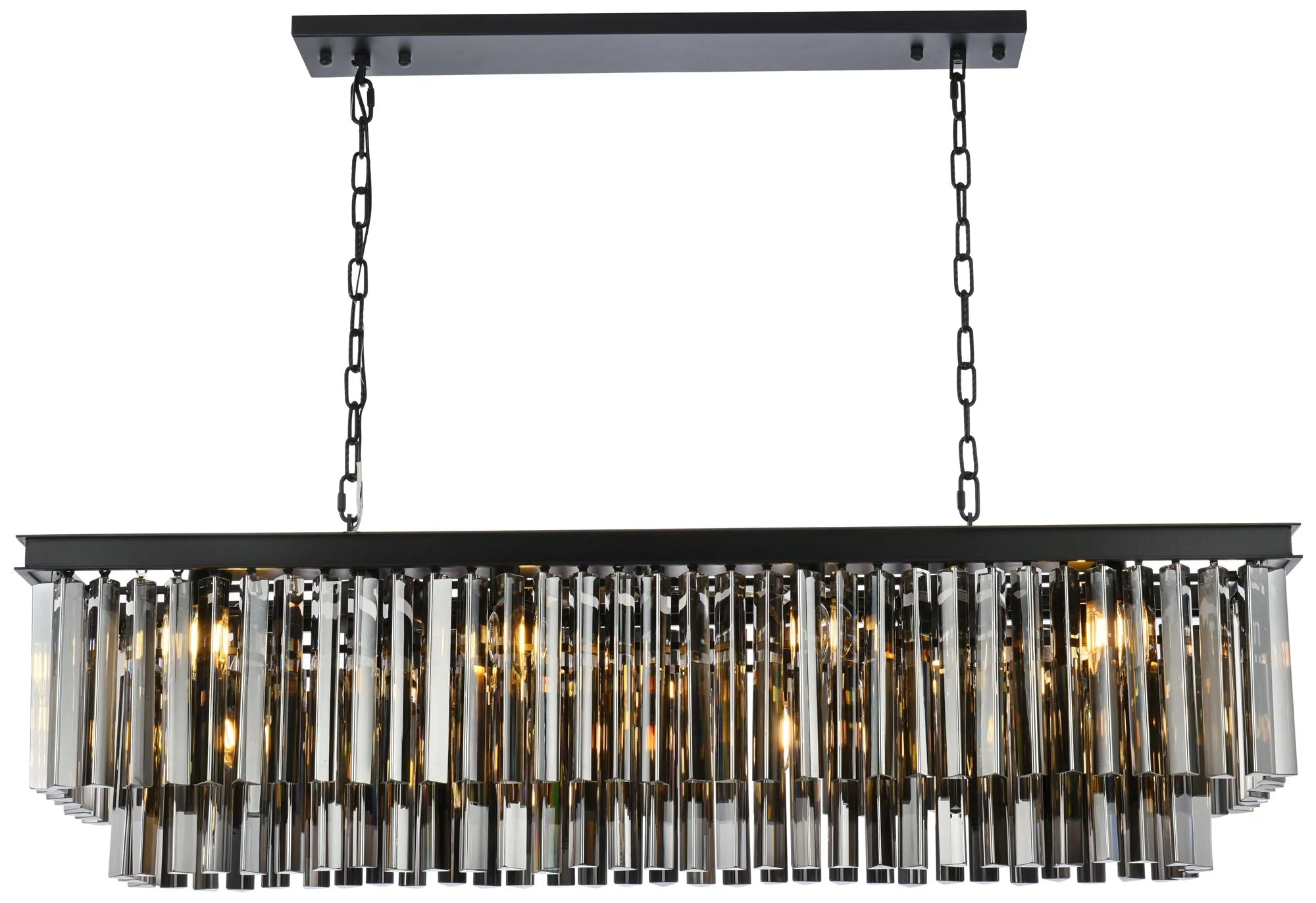 Sydney 12 Lt Matte Black Chandelier Silver Shade - Grey - Image 1