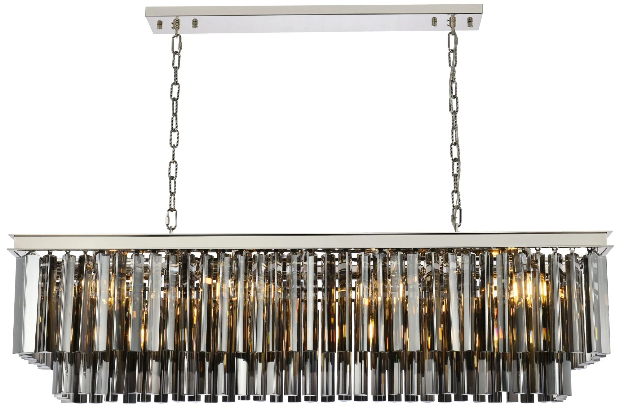 Sydney 12 Lt Polished Nickel 50" Chandelier Silver Shade (Grey) - Image 1