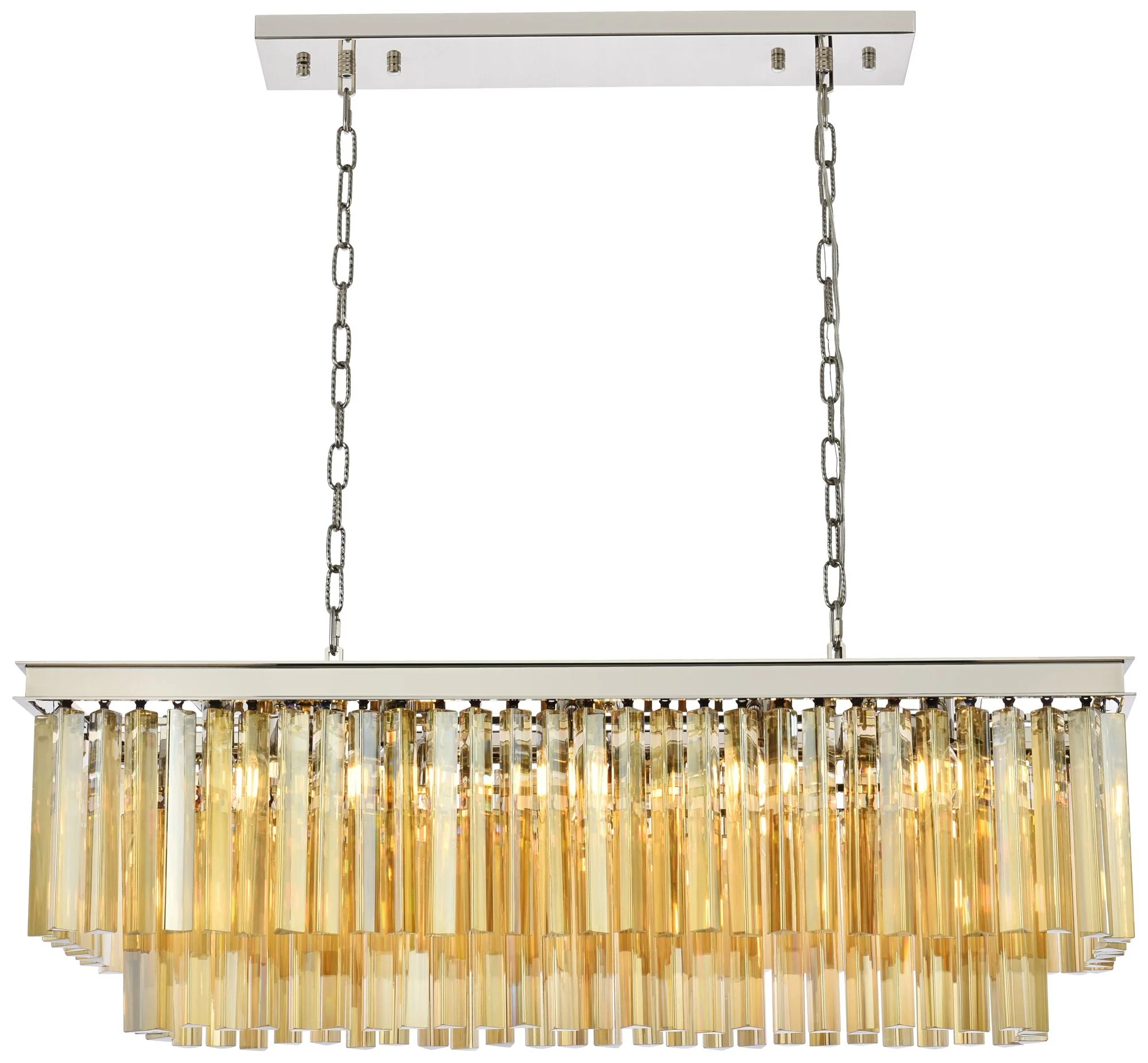 Sydney 12 Lt Polished Nickel Chandelier Golden Teak - Image 1