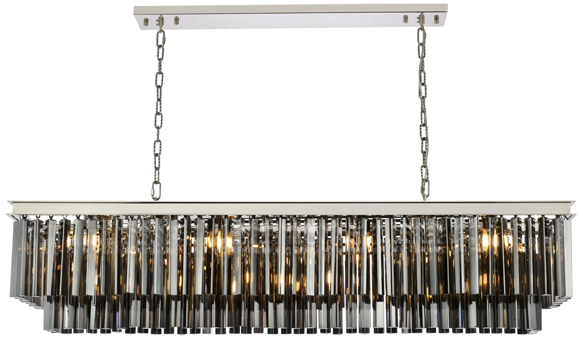 Sydney 12 Lt Polished Nickel Chandelier Silver Shade - Grey - Image 1