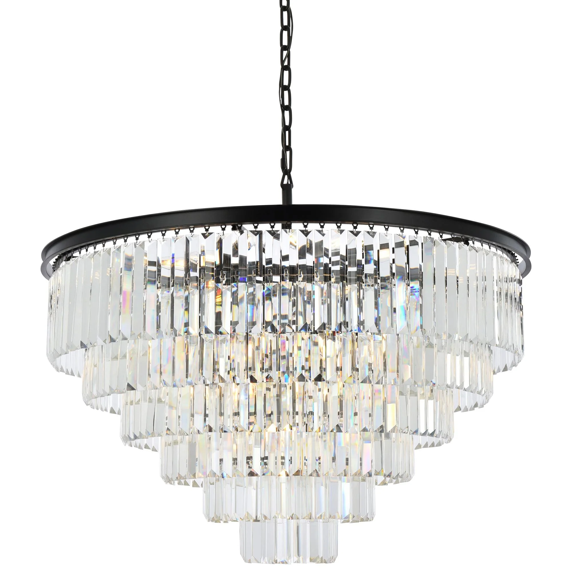 Sydney 33 Lt Matte Black Chandelier Clear - Image 2