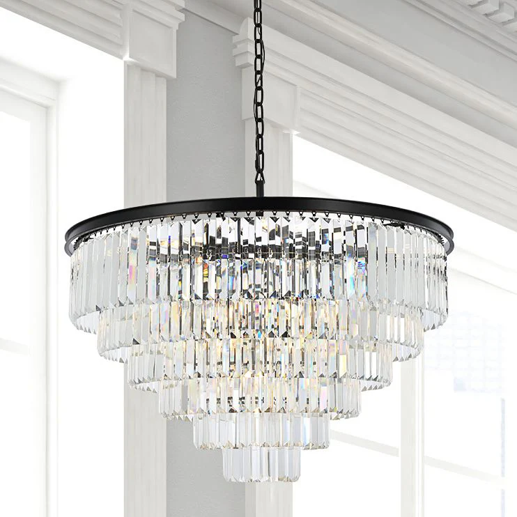 Sydney 33 Lt Matte Black Chandelier Clear - Image 1