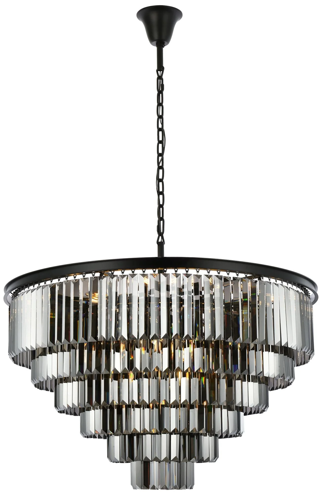 Sydney 33 Lt Matte Black Chandelier Silver Shade (Grey) - Image 2