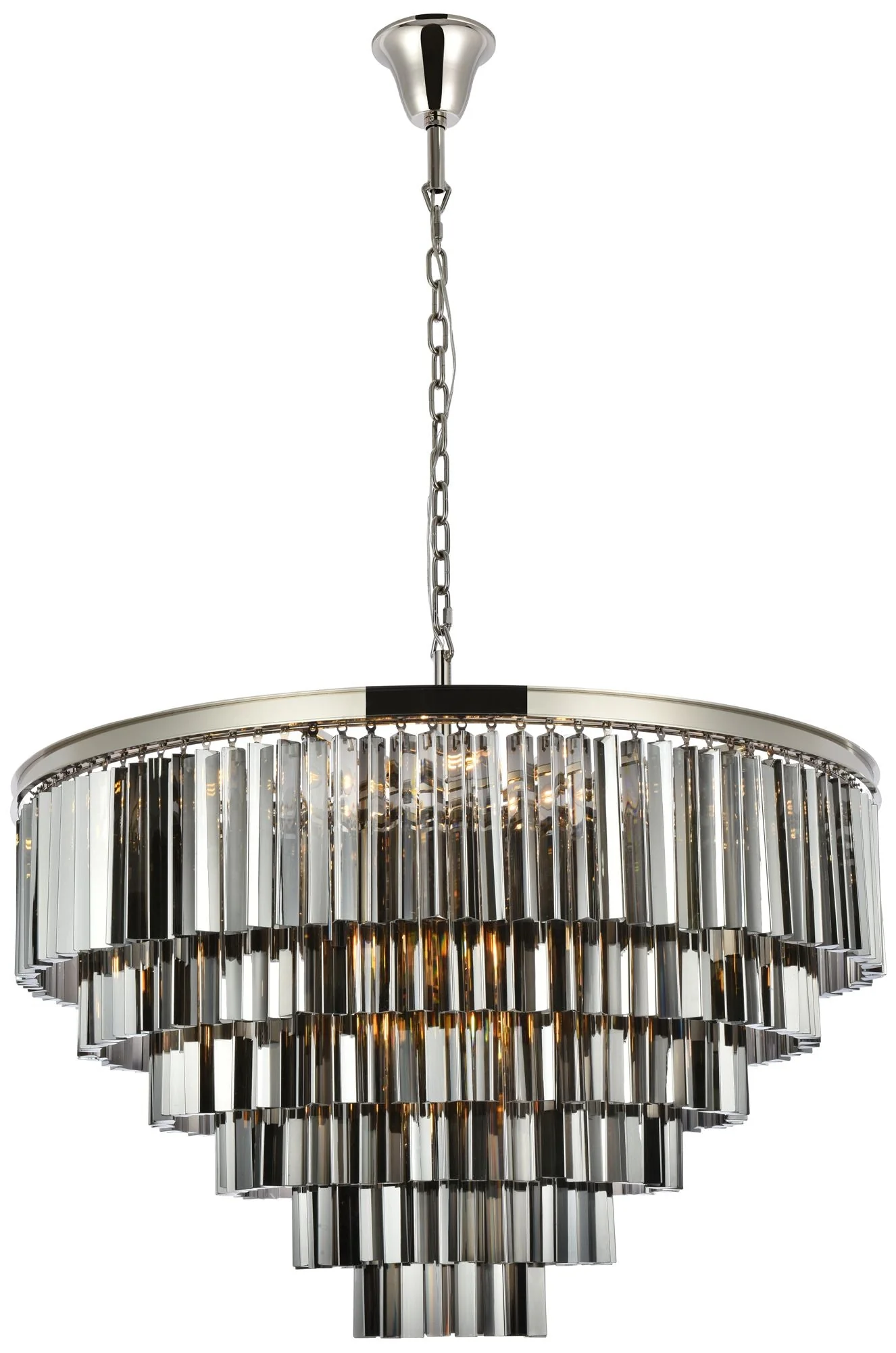 Sydney 33 Lt Polished Nickel Chandelier Silver Shade (Grey) - Image 1
