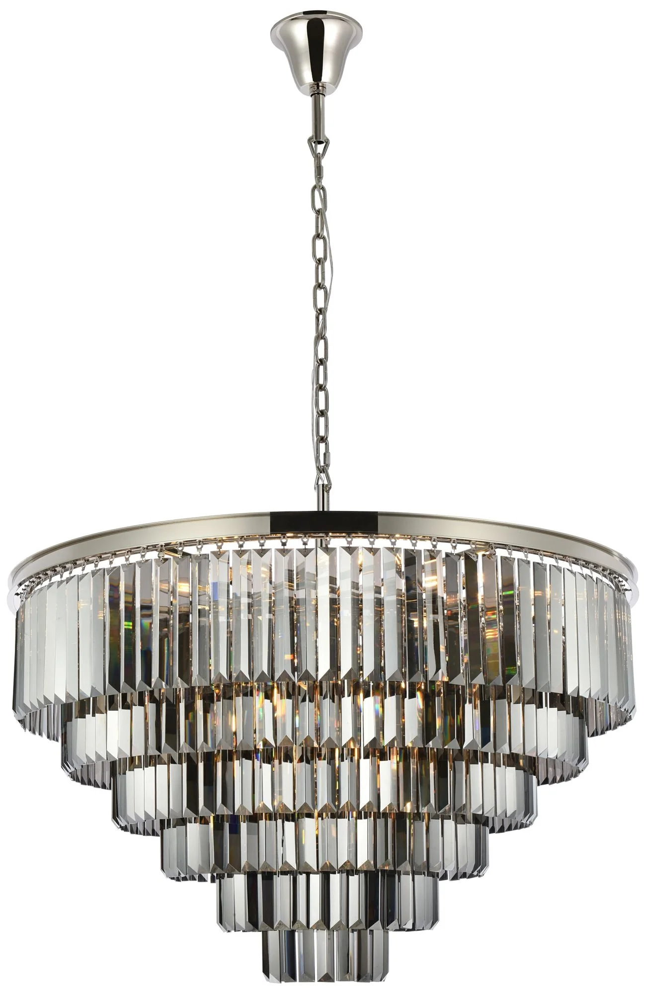 Sydney 33 Lt Polished Nickel Chandelier Silver Shade - Image 1