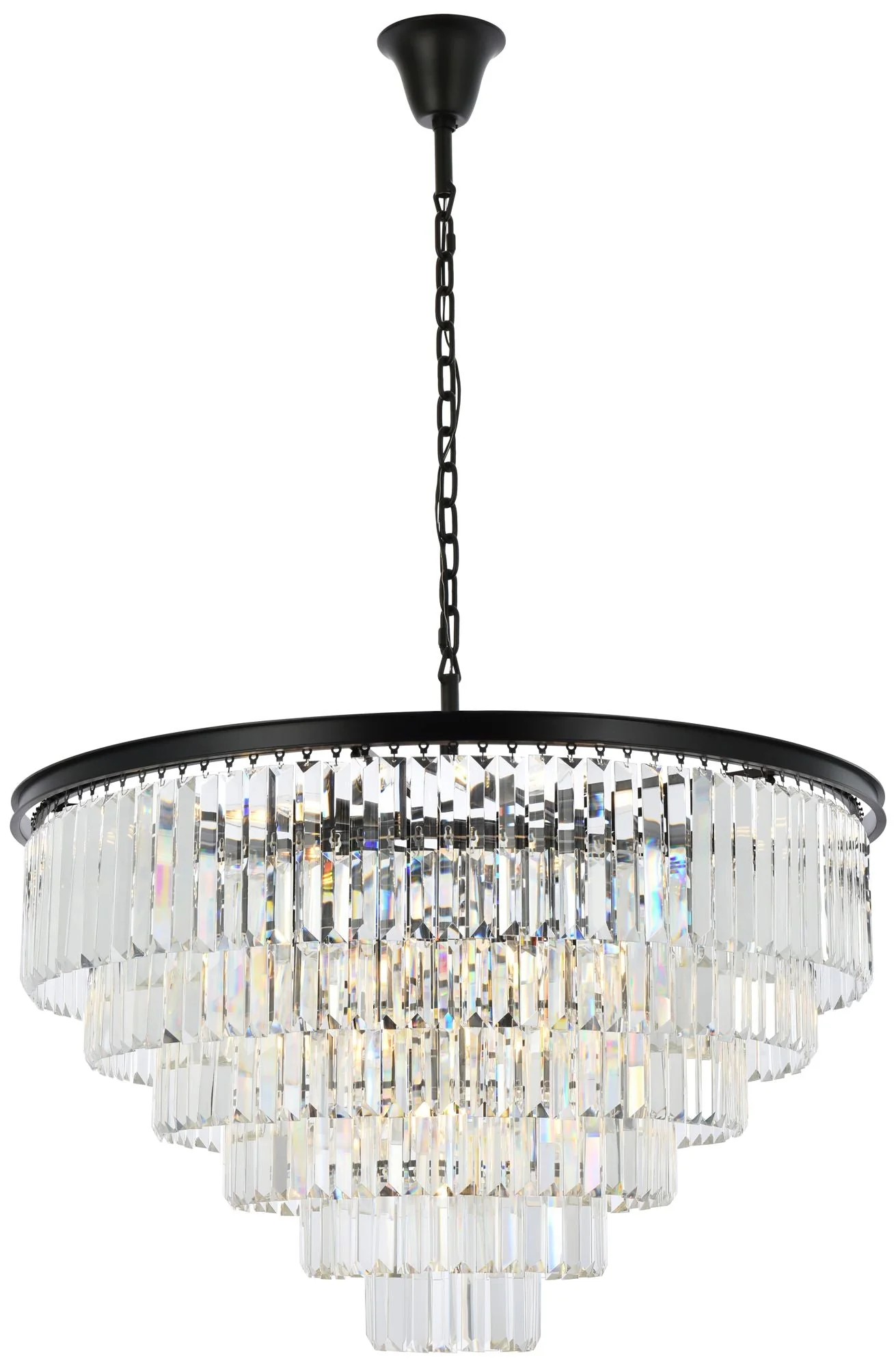 Sydney 44" Wide Matte Black and Crystal 33-Light Chandelier - Image 2