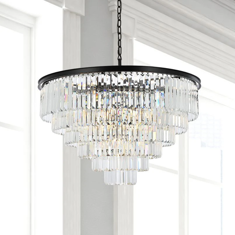 Sydney 44" Wide Matte Black and Crystal 33-Light Chandelier - Image 1