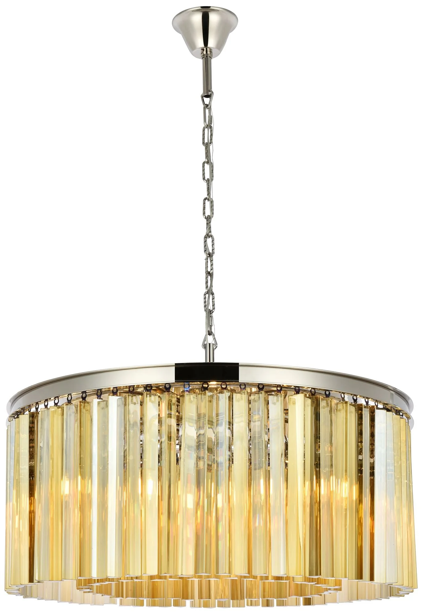 Sydney 8 Lt Polished Nickel Chandelier Golden Teak - Image 1