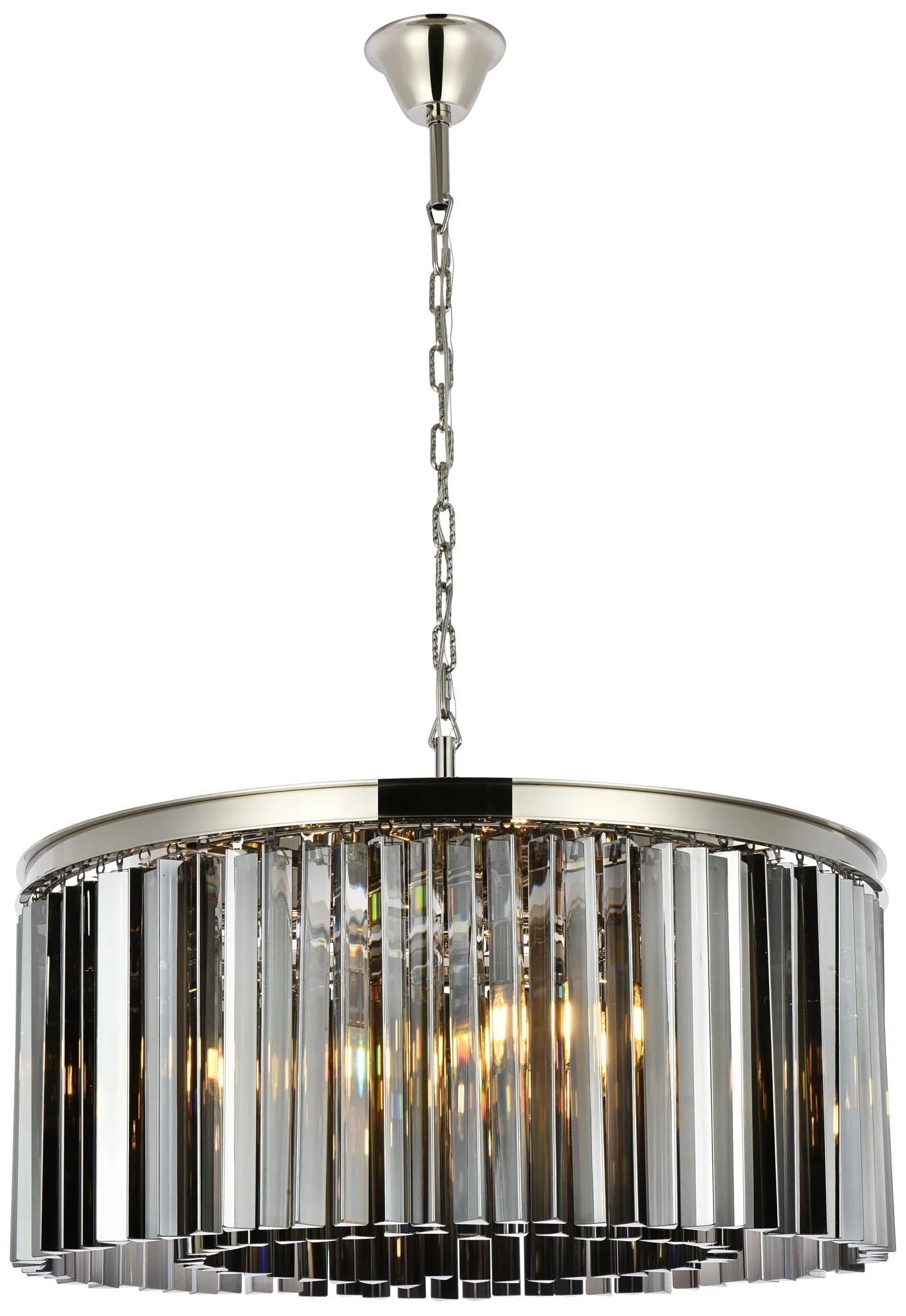 Sydney 8 Lt Polished Nickel Chandelier Silver Shade - Image 1