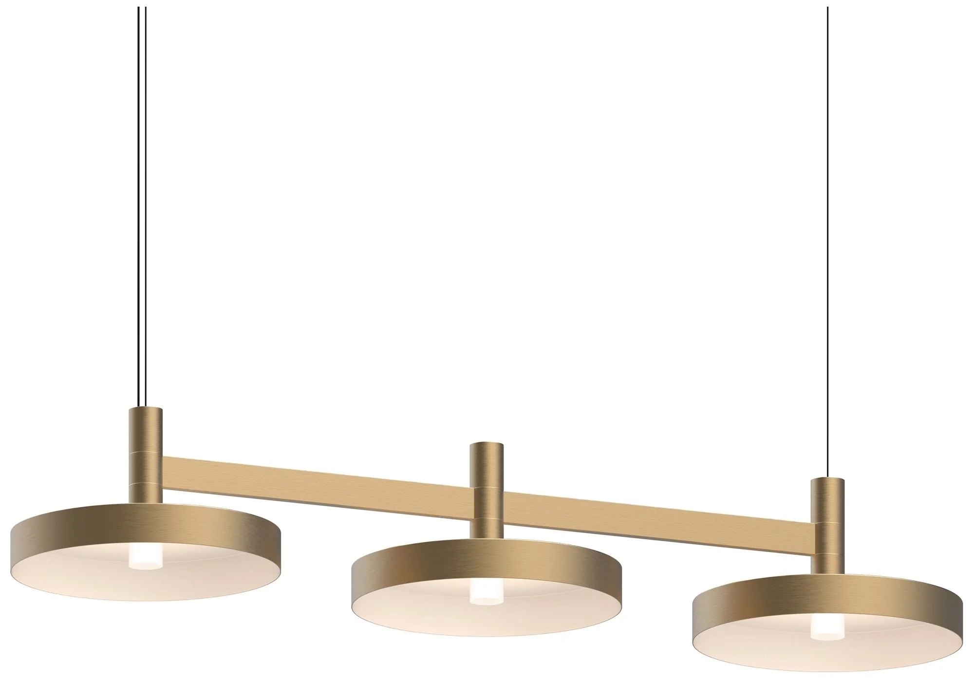 Systema Staccato 3-Light Linear Pendant with Pan Shades - Brass Finish - Image 1