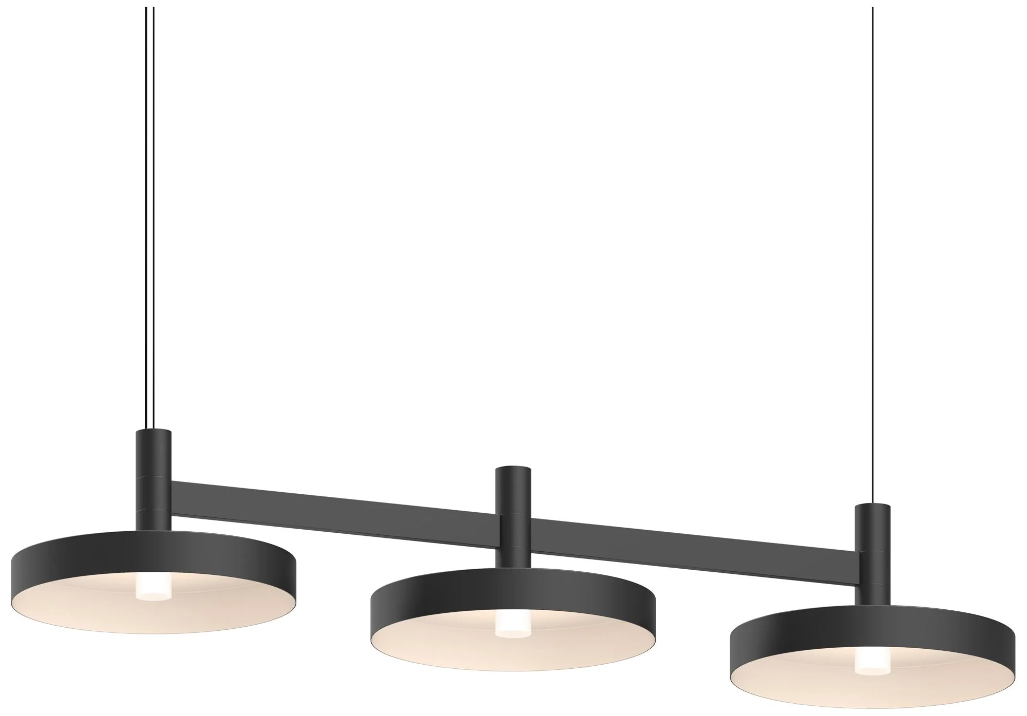 Systema Staccato 3-Light Linear Pendant with Pan Shades - Satin Black - Image 1