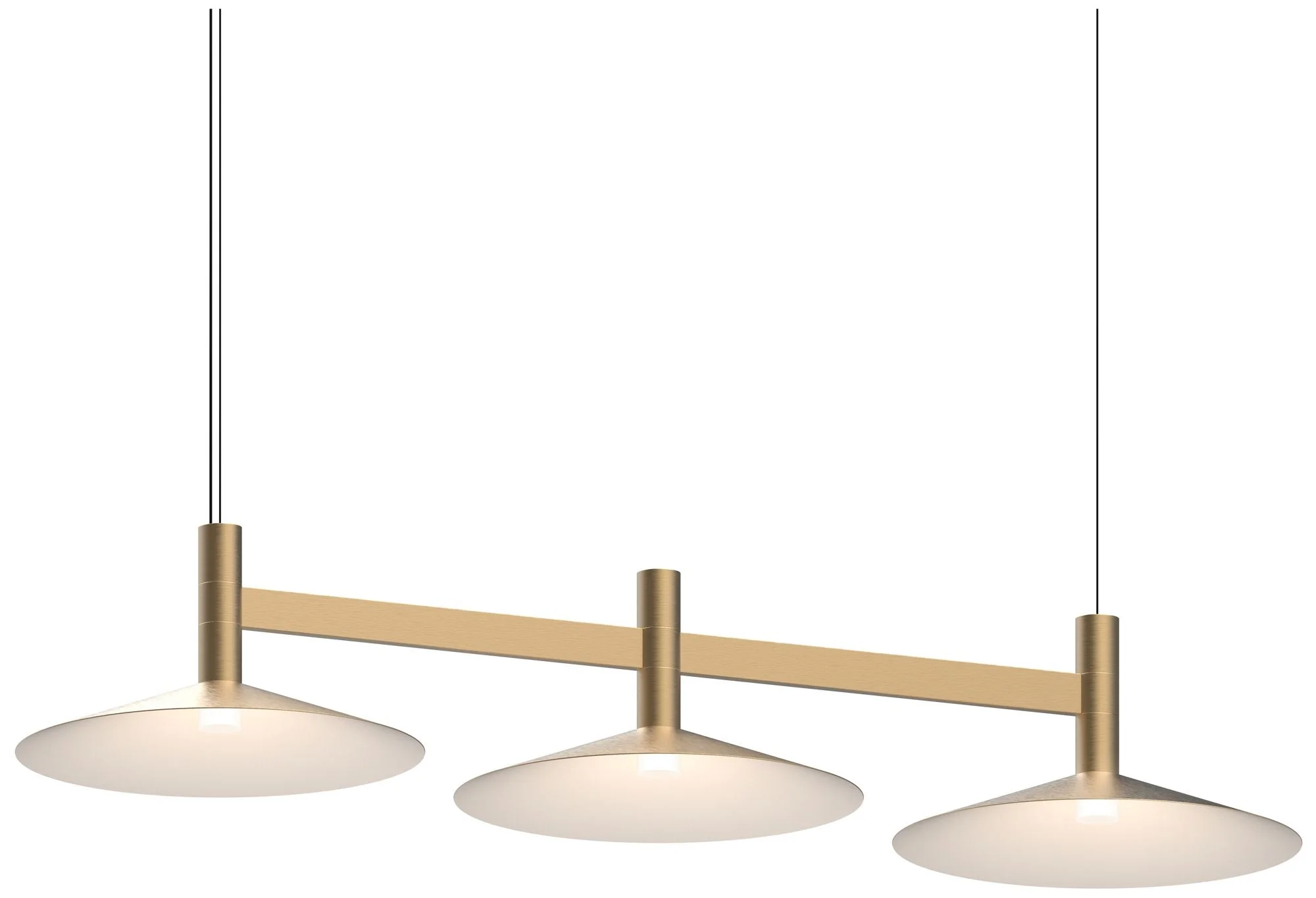 Systema Staccato 3-Light Linear Pendant with Shallow Cone Shades - Brass - Image 1
