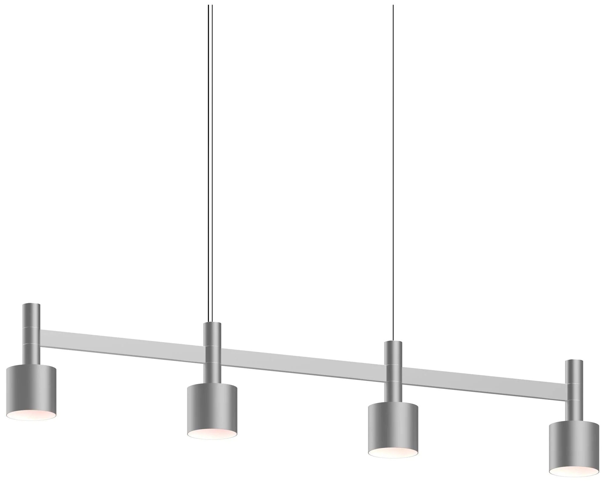 Systema Staccato 4-Light Linear Pendant with Drum Shades - Bright Aluminum - Image 1