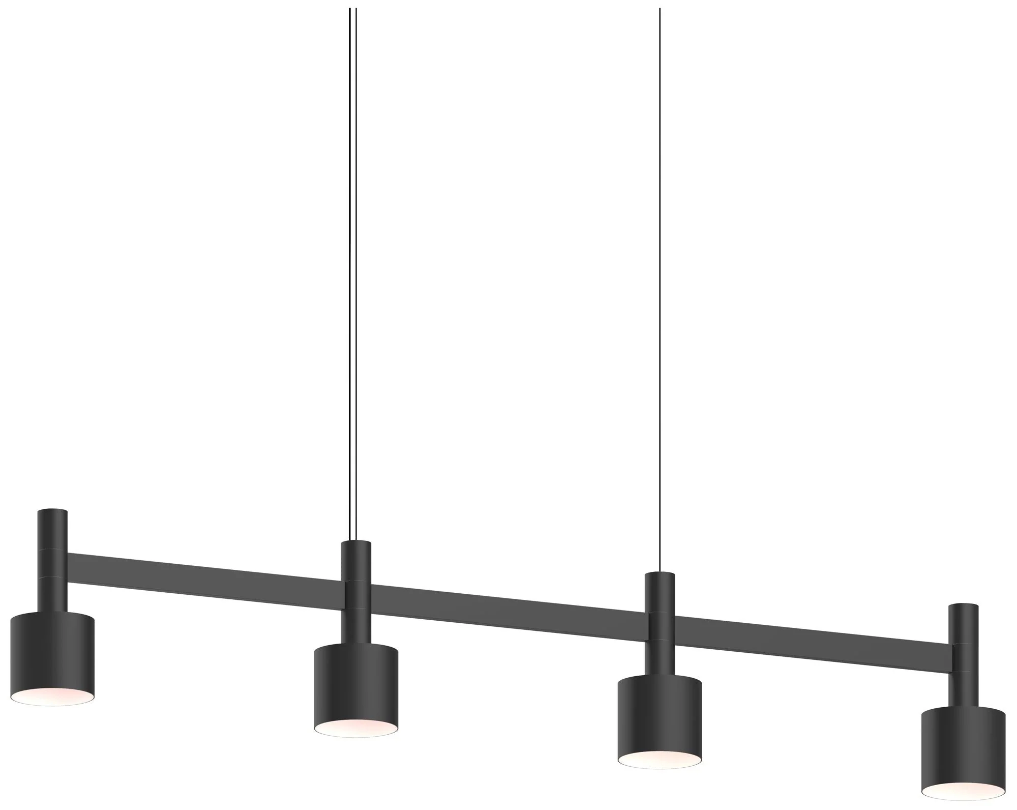 Systema Staccato 4-Light Linear Pendant with Drum Shades - Satin Black - Image 1