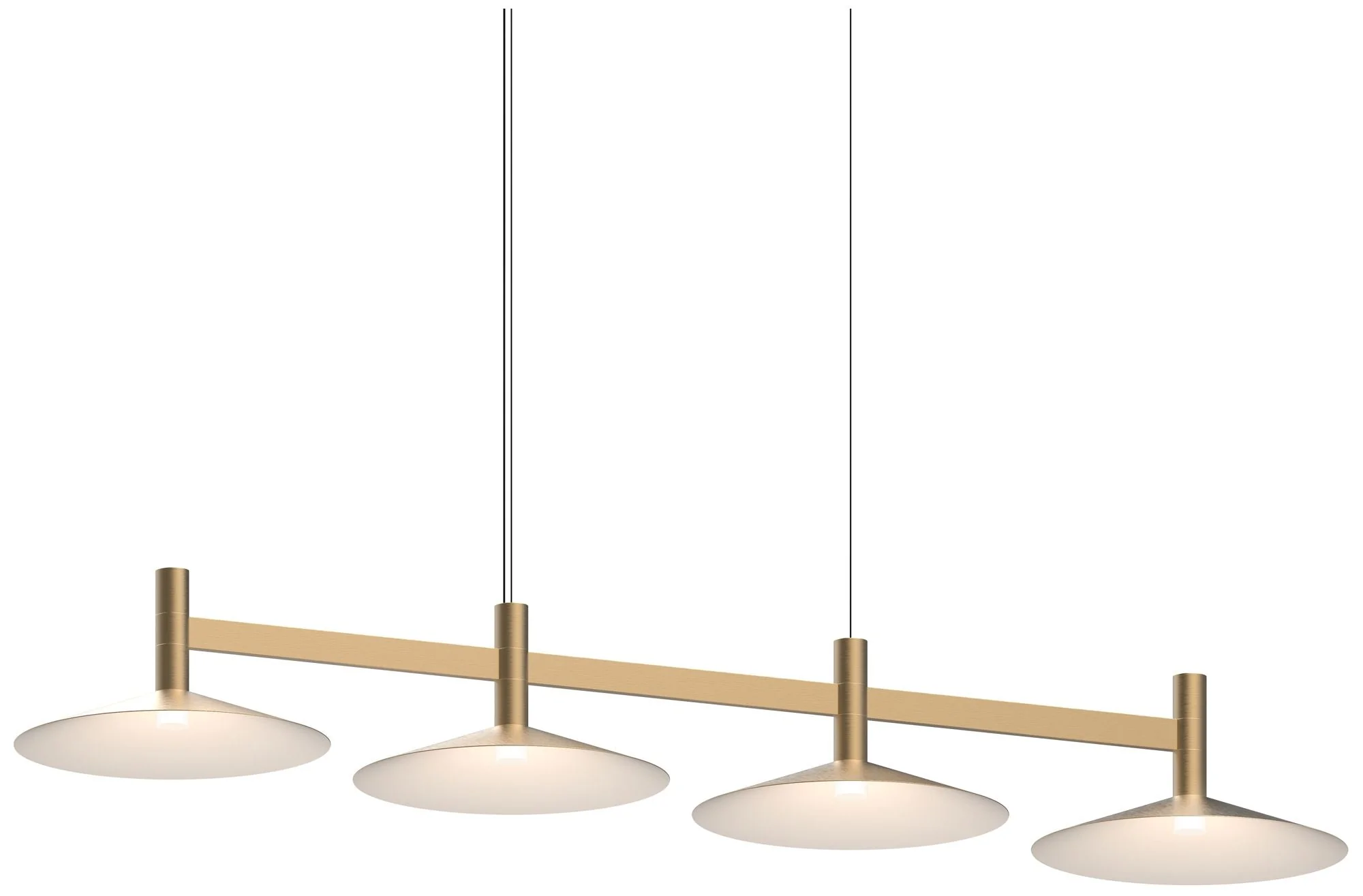 Systema Staccato 4-Light Linear Pendant with Shallow Cone Shades - Brass - Image 1