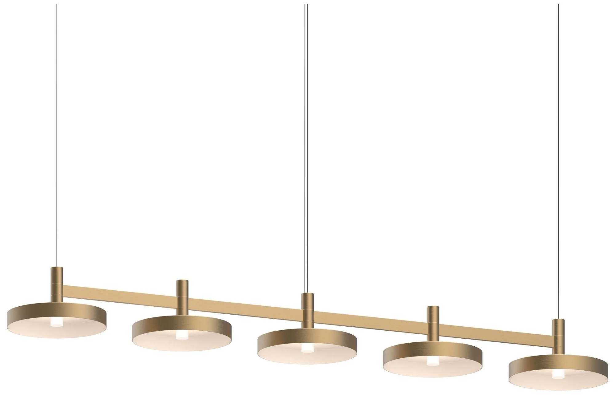 Systema Staccato 5-Light Linear Pendant with Pan Shades - Brass Finish - Image 1