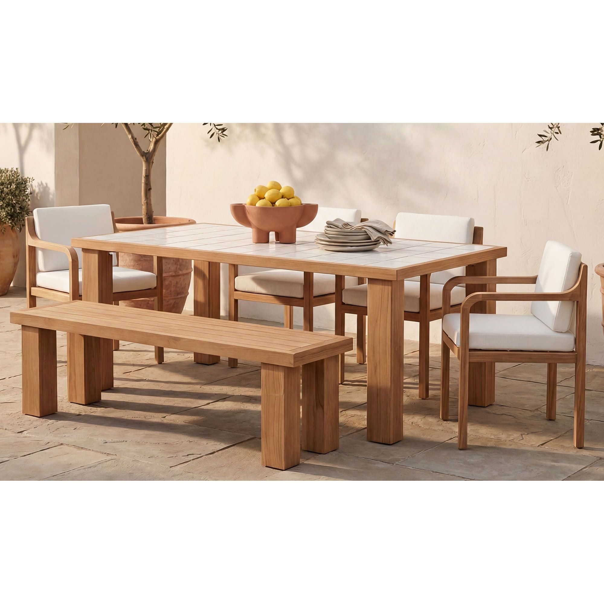 Moe's Home Marina Outdoor Dining Bench Natural - Image 2