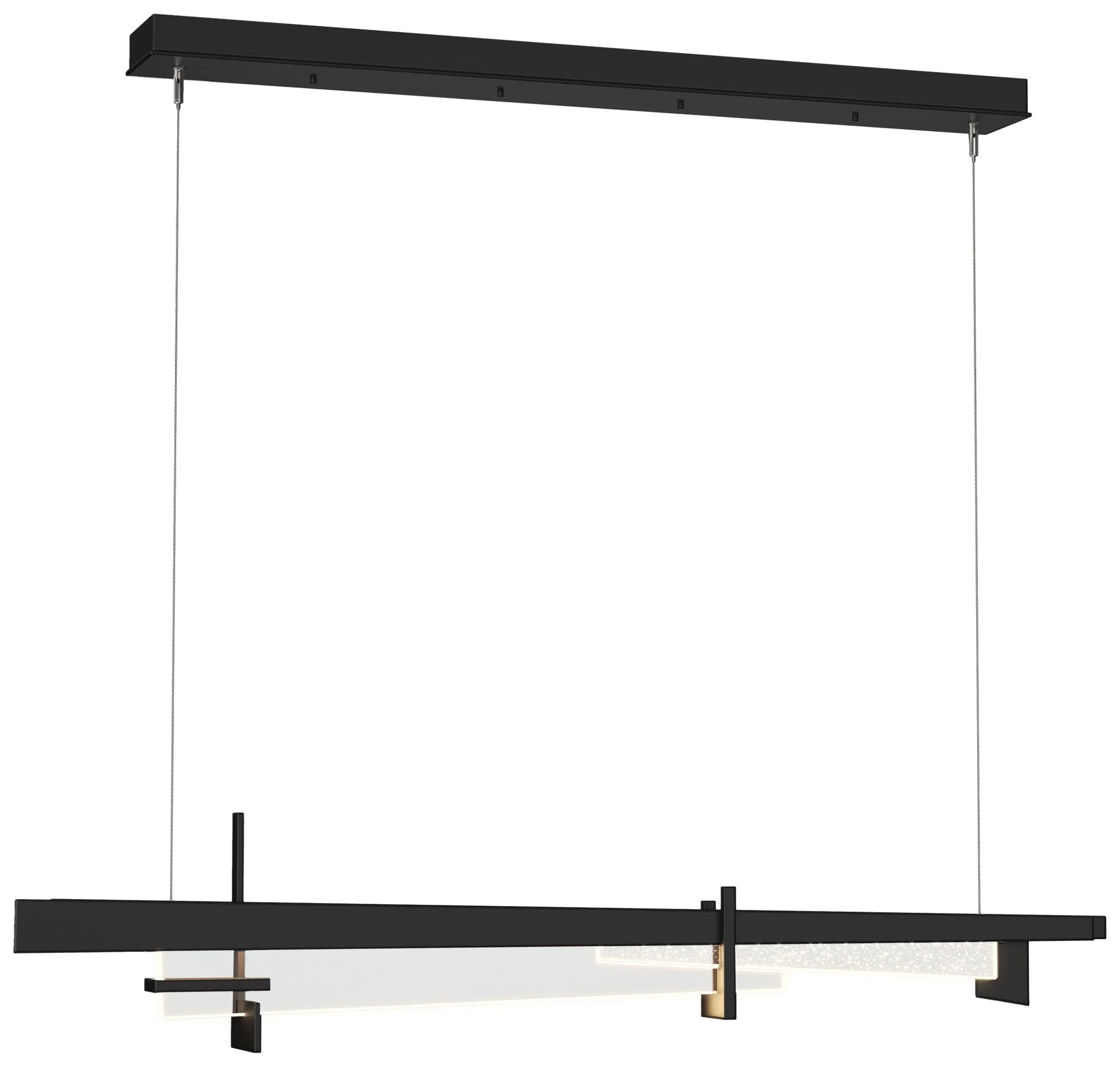 Tenon 48" Wide Black Standard LED Pendant With Clear Glass Shade - Image 1