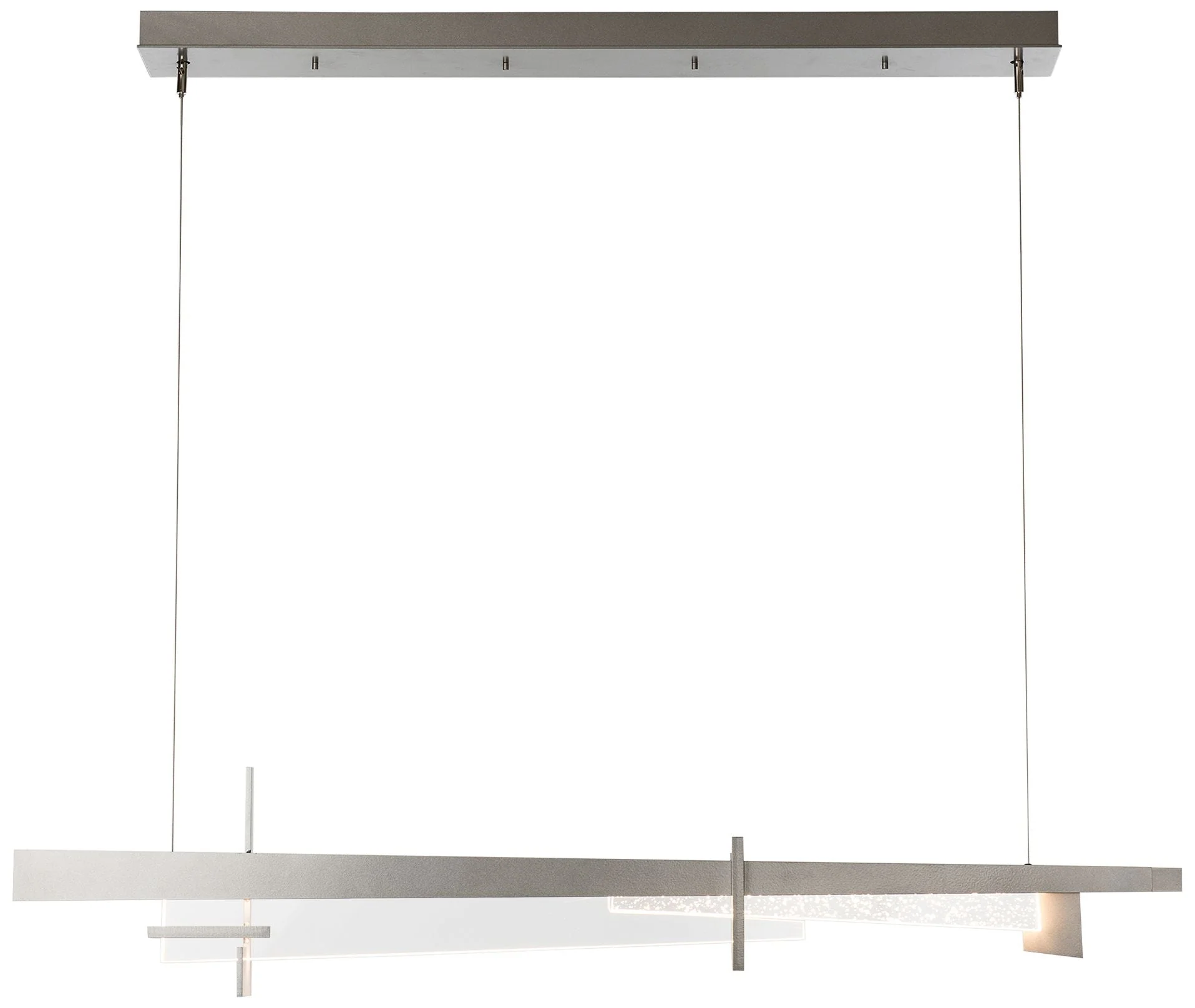 Tenon 48" Wide Vintage Platinum and Clear Glass LED Linear Pendant - Image 1