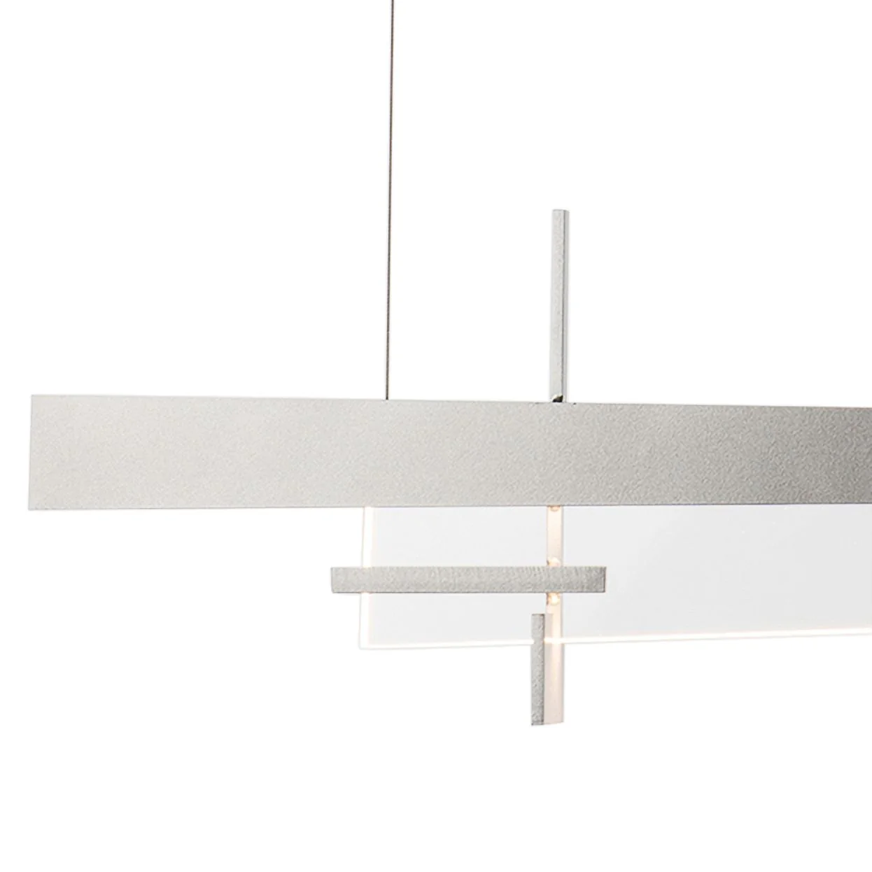 Tenon 48" Wide Vintage Platinum and Clear Glass LED Linear Pendant - Image 2