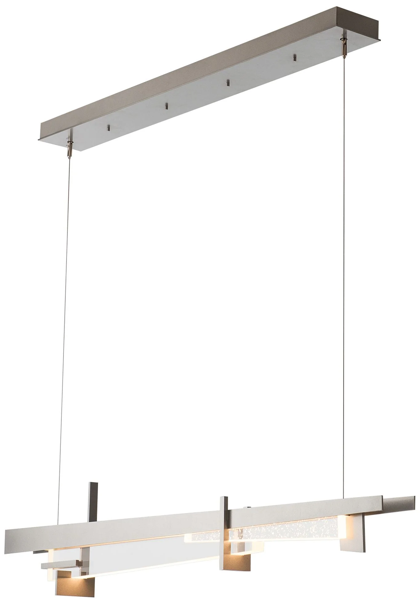 Tenon 48" Wide Vintage Platinum and Clear Glass LED Linear Pendant - Image 3