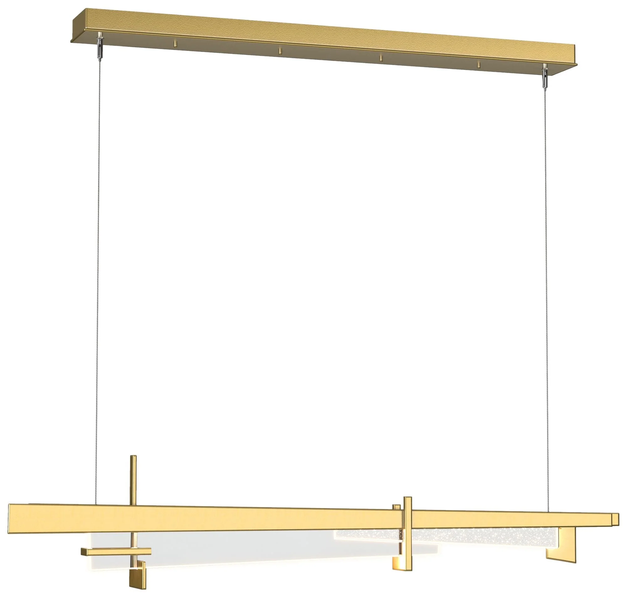 Tenon 48"W Modern Brass Standard LED Pendant With Clear Glass Shade - Image 1