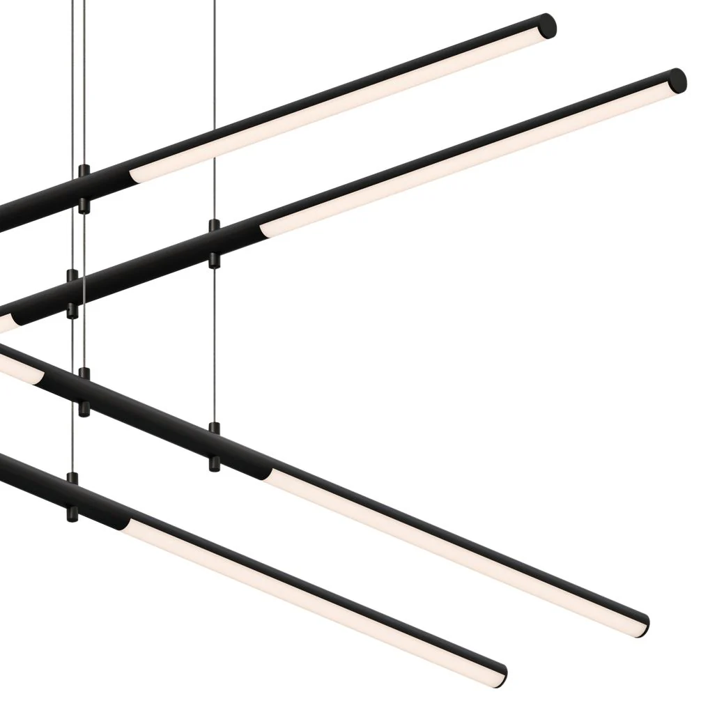 Tik-Tak? 47 1/2" Wide Black Stack 2-Tier 8-Light LED Pendant - Image 2