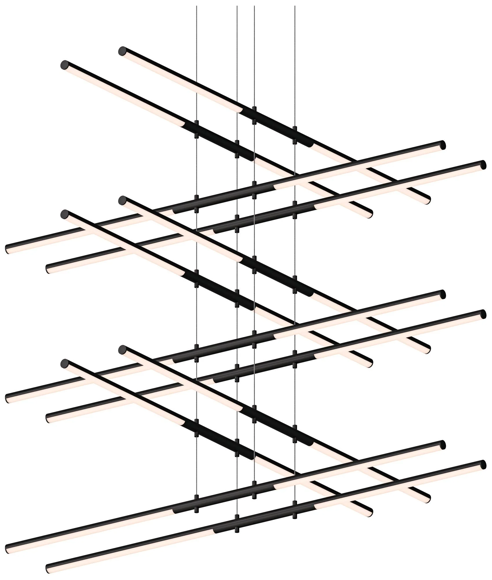 Tik-Tak�?47 1/2"W Black Stack 6-Tier 24-Light LED Pendant - Image 2