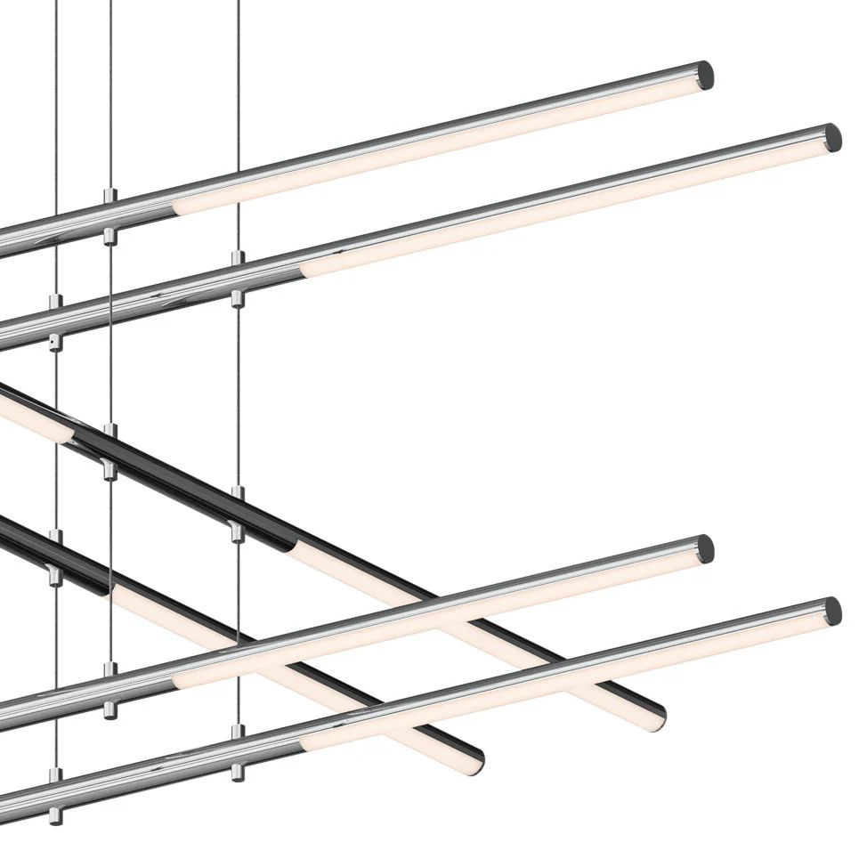 Tik-Tak? 47 1/2"W Chrome Stack 3-Tier 12-Light LED Pendant - Image 2