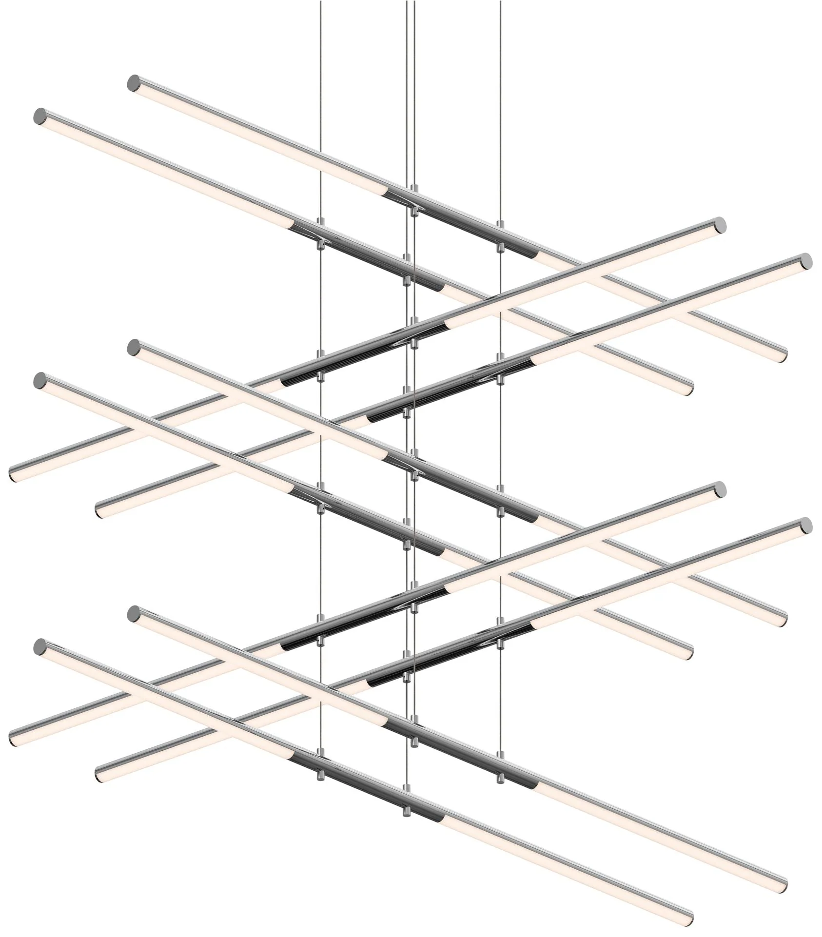Tik-Tak�?47 1/2″W Chrome Stack 5-Tier 20-Light LED Pendant