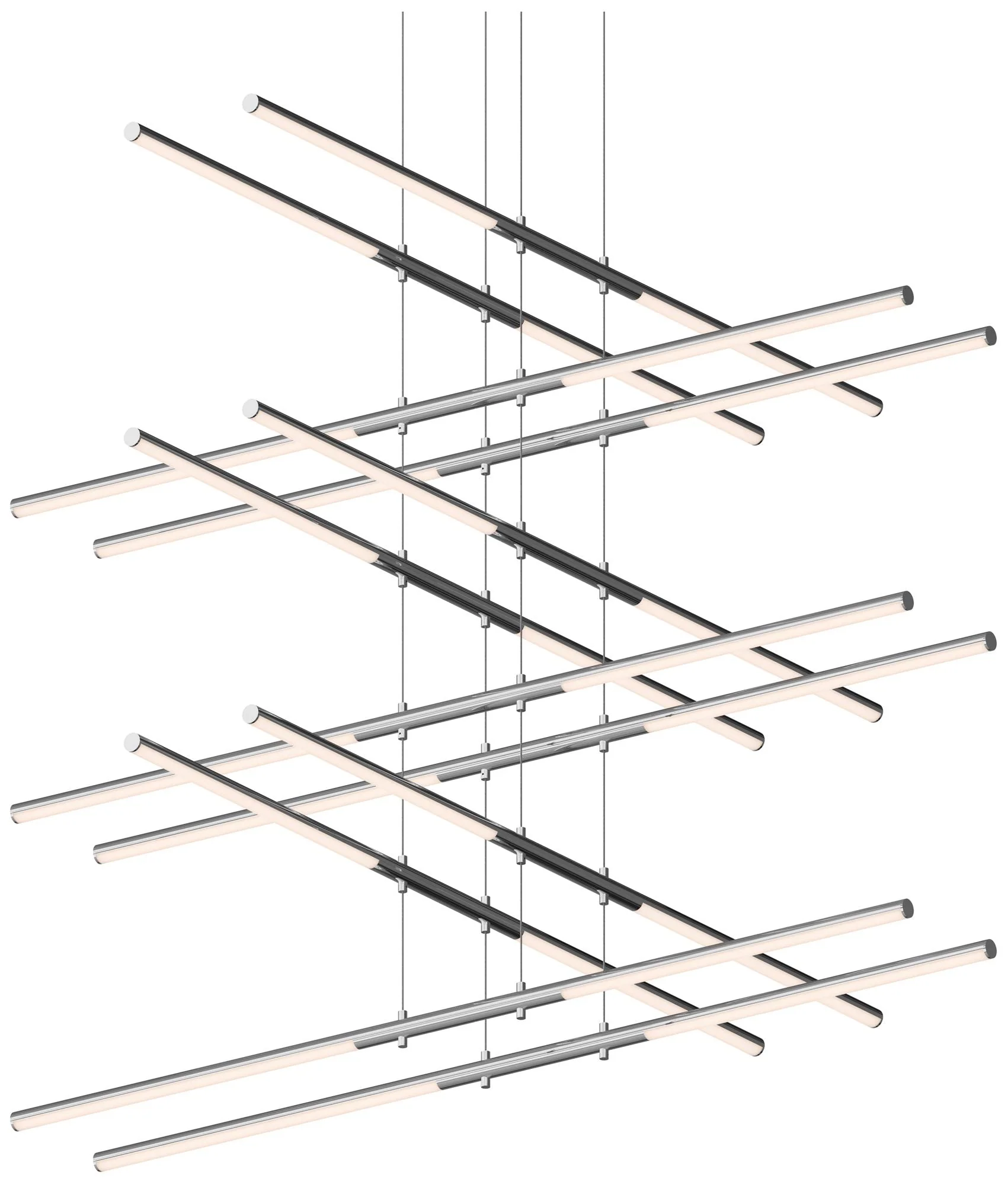 Tik.Tak Stack 47.5" Wide Polished Chrome 6.Tier LED Pendant - Image 1