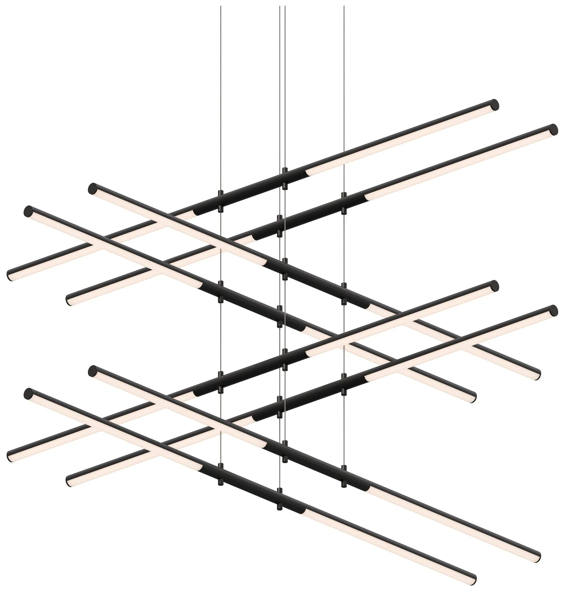 Tik.Tak Stack 47.5" Wide Satin Black 4.Tier LED Pendant - Image 1