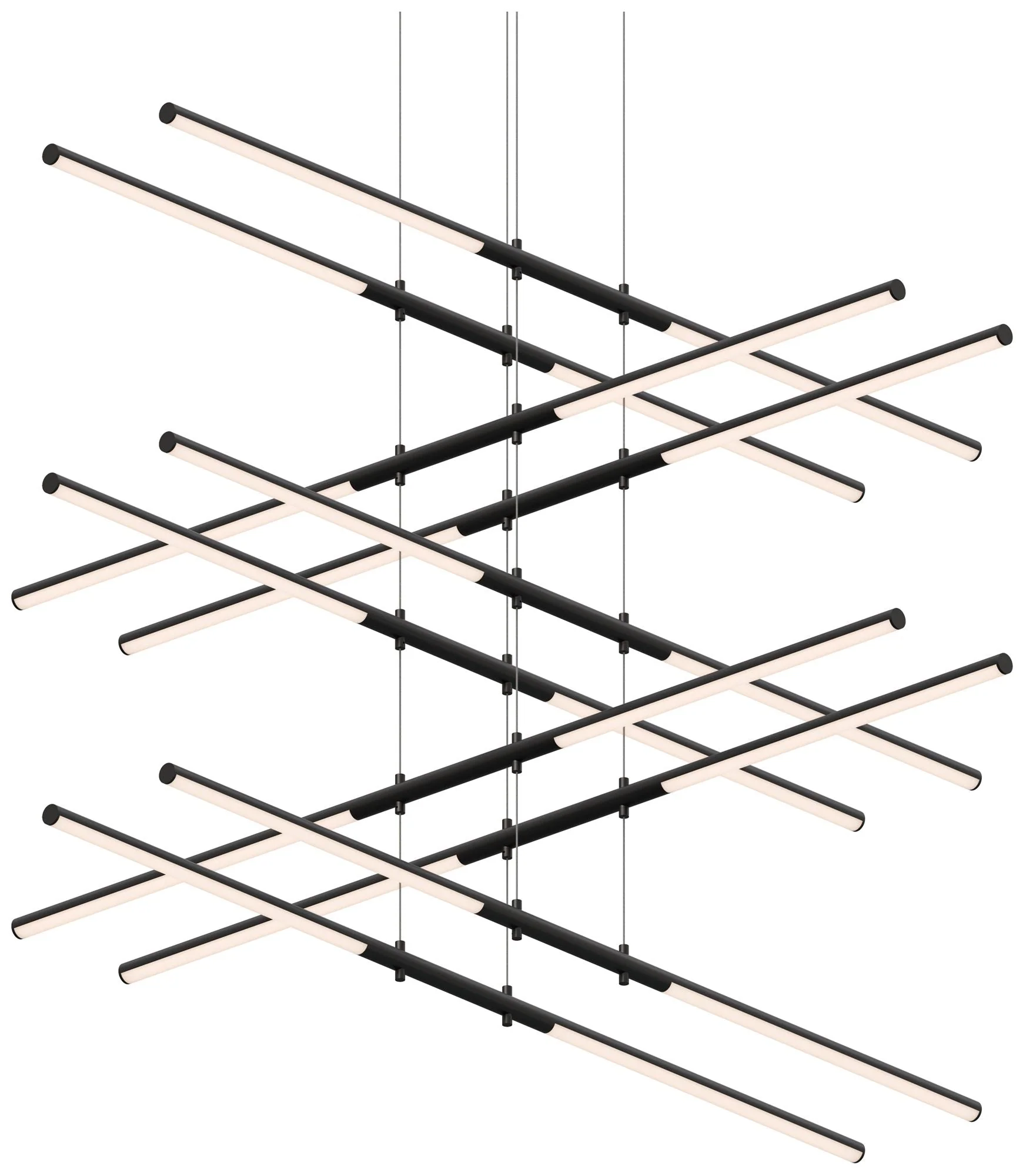 Tik-Tak Stack 47.5" Wide Satin Black LED Pendant - Image 1