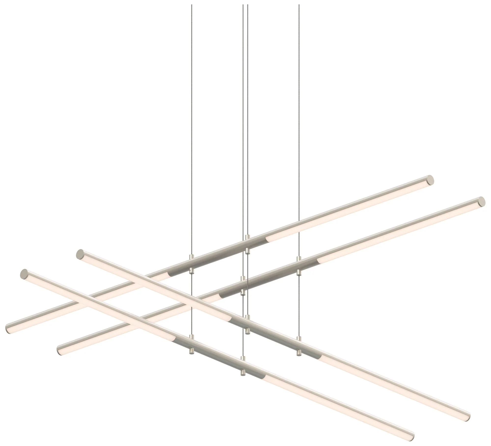 Tik.Tak Stack 47.5" Wide Satin Nickel 2.Tier LED Pendant - Image 1