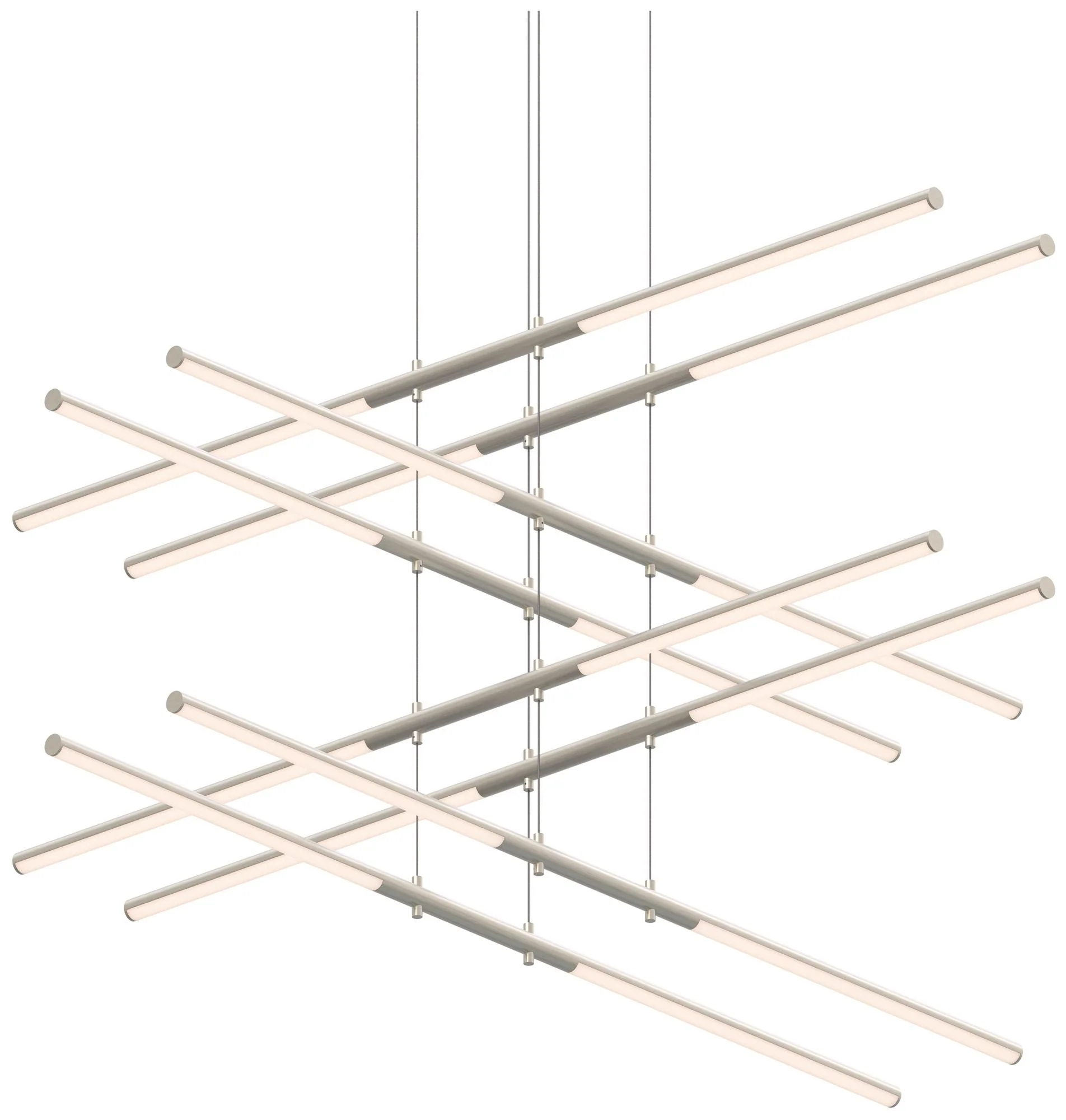Tik.Tak Stack 47.5" Wide Satin Nickel 4.Tier LED Pendant - Image 1