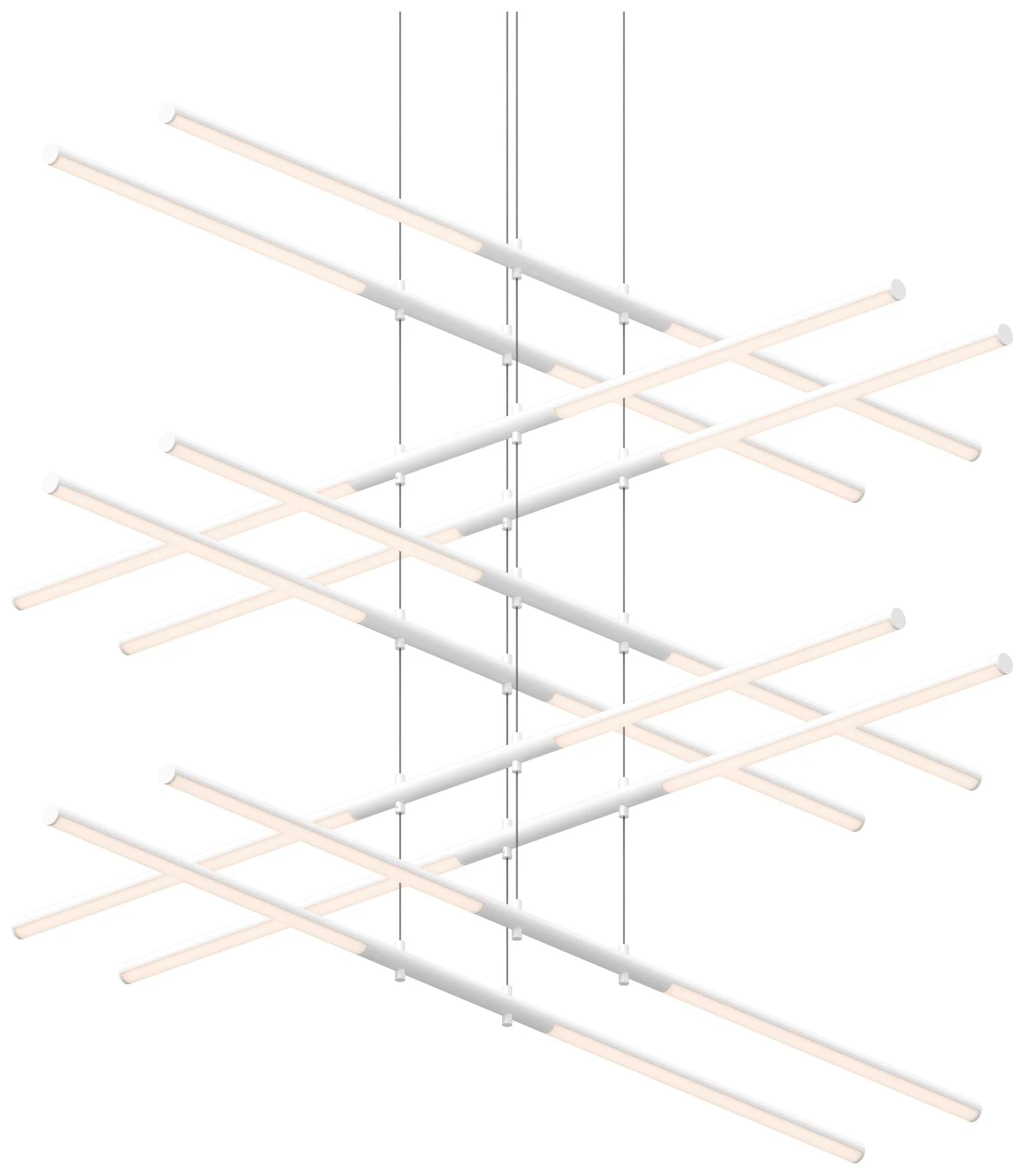 Tik.Tak Stack 47.5" Wide Satin White 5.Tier LED Pendant - Image 1