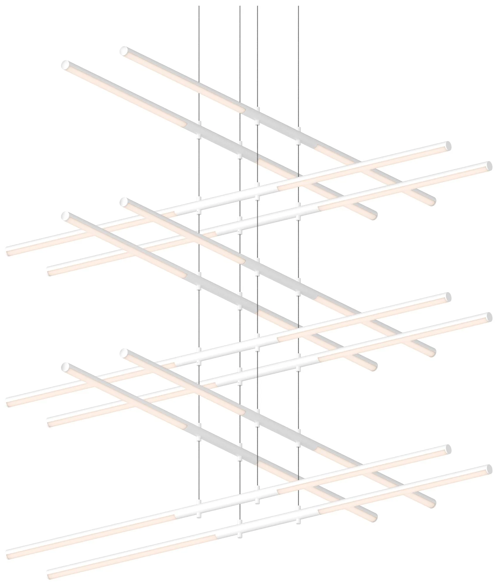 Tik.Tak Stack 47.5" Wide Satin White 6.Tier LED Pendant - Image 1