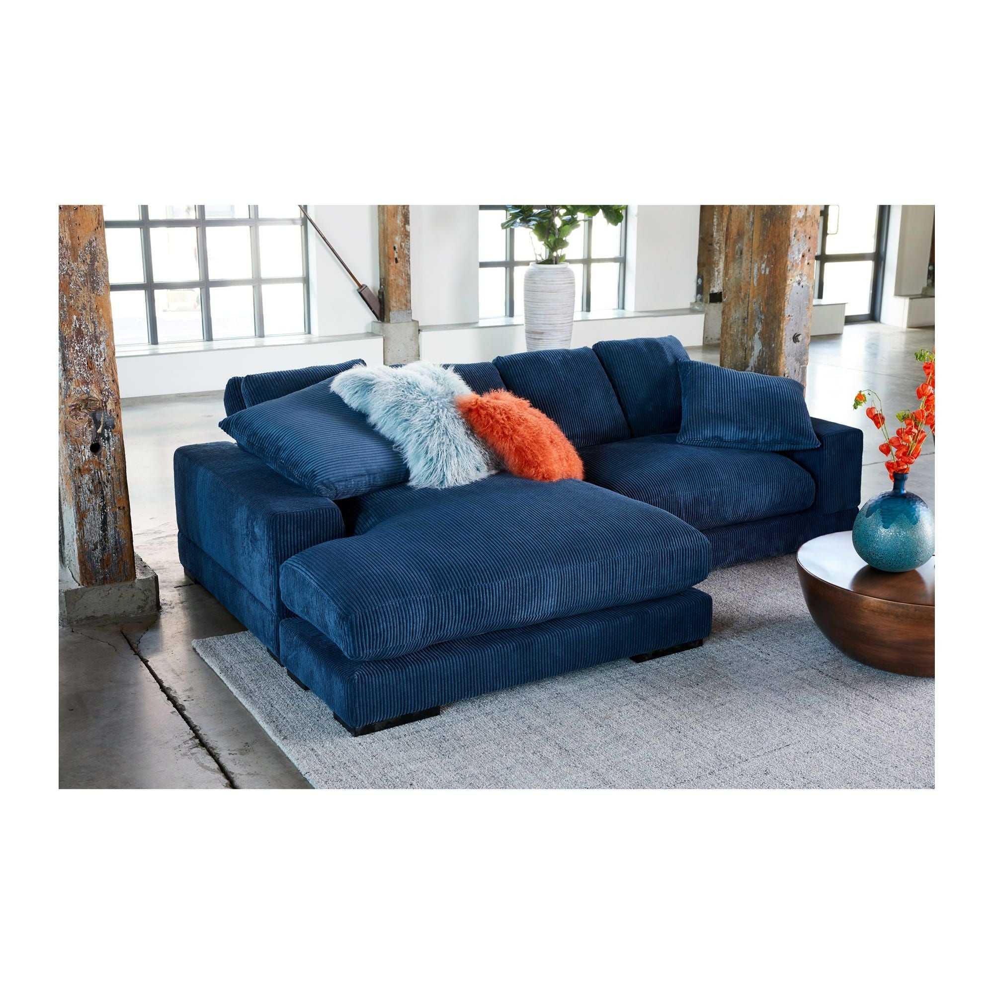 Moe's Home Collection Plunge Navy Sectional - Image 3