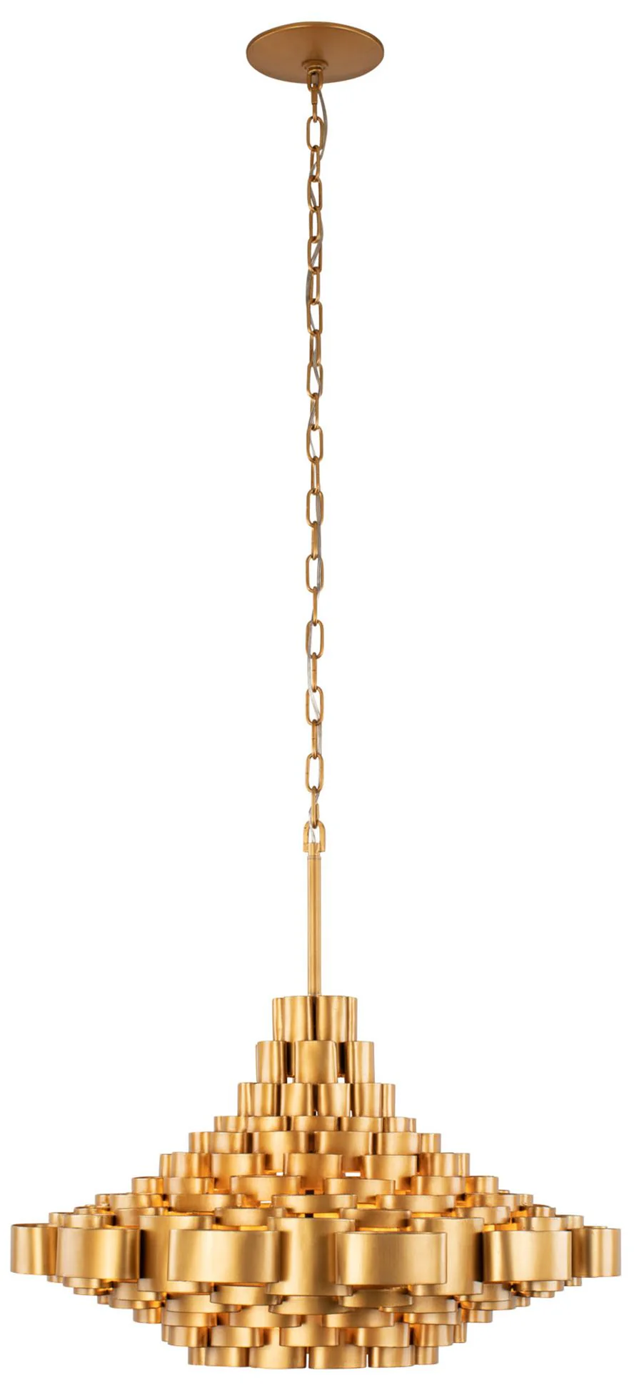 Totally Tubular 6-Lt Pendant - Antique Gold & Carbon Black - Image 1