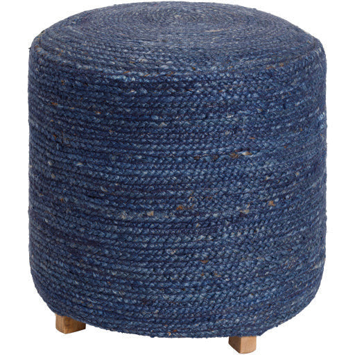 Surya Tropics Modern Dark Blue Jute Round Pouf Ottoman TPP-001 - Image 2